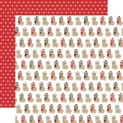 Echo Park Paper 12x12 Cardstock  [Collection] - Here Comes Santa Paws - Bundled Up Pups