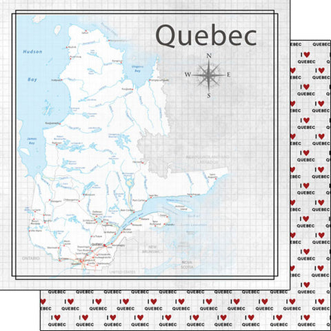 Scrapbook Customs 12x12 Paper - Quebec  Adventure Map