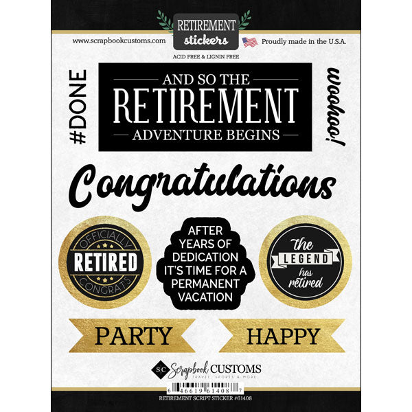 Scrapbook Customs Sticker - Retirement Stickers
