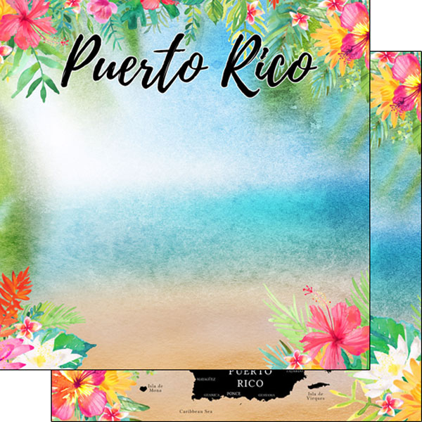 Scrapbook Customs 12x12 Paper - Mexico - Puerto Rico Getaway