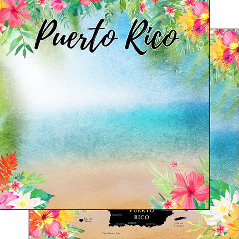 Scrapbook Customs 12x12 Paper - Mexico - Puerto Rico Getaway