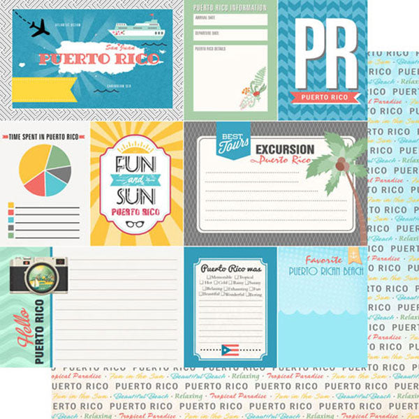 Scrapbook Customs 12x12 Paper - Mexico - Puerto Rico Travel Journal