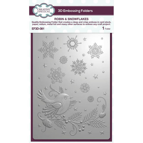 Creative Expressions Embossing Folder - Robin & Snowflakes