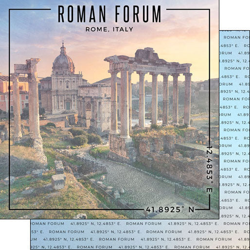 Scrapbook Customs 12x12 Paper - Italy  Roman Forum