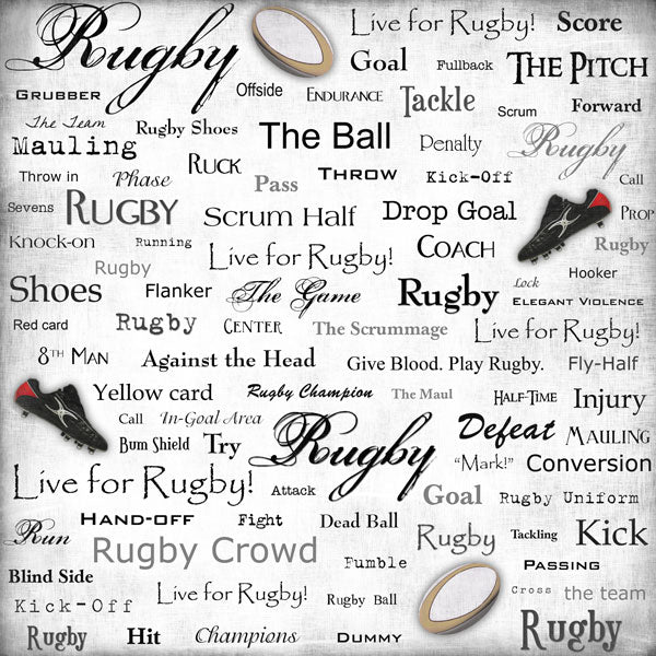 Scrapbook Customs 12x12 Paper - Live For Rugby