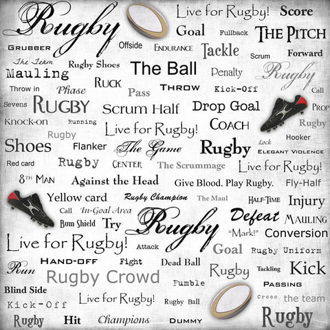 Scrapbook Customs 12x12 Paper - Live For Rugby
