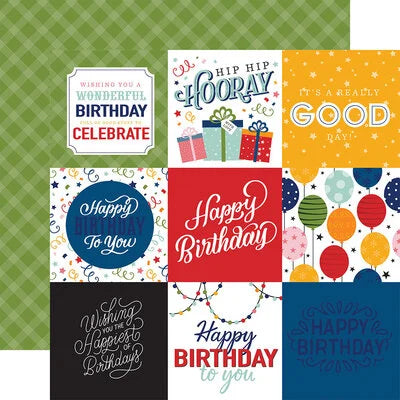 Echo Park Paper 12x12 Cardstock  [Collection] - Birthday Salutations - 4x4 Journaling Cards