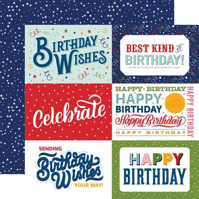 Echo Park Paper 12x12 Cardstock  [Collection] - Birthday Salutations - 6x4 Journaling Cards