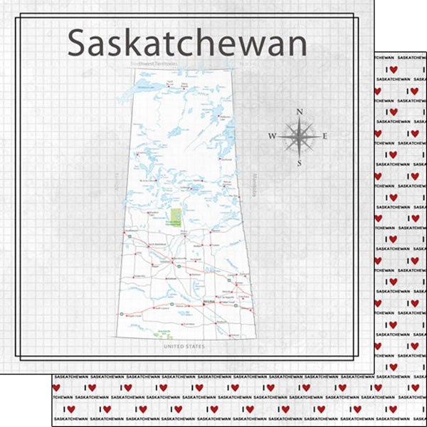 Scrapbook Customs 12x12 Paper - Saskatchewan Adventure Map