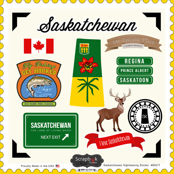 Scrapbook Customs Sticker - Saskatchewan Sightseeing Sticker