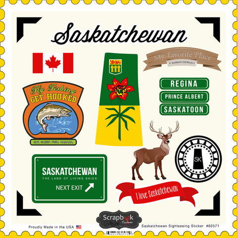 Scrapbook Customs Sticker - Saskatchewan Sightseeing Sticker