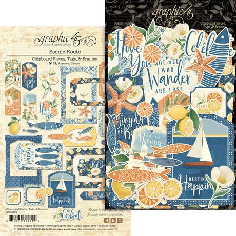 Graphic 45 Cardstock Chipboard Pieces and Tags [Collection] - Scenic Route
