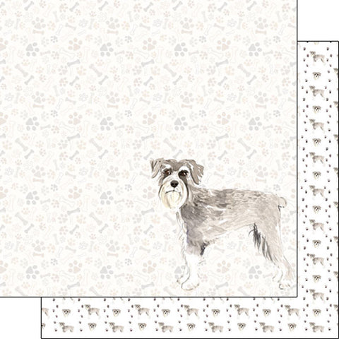 Scrapbook Customs 12x12 Paper - Schnauzer Watercolor