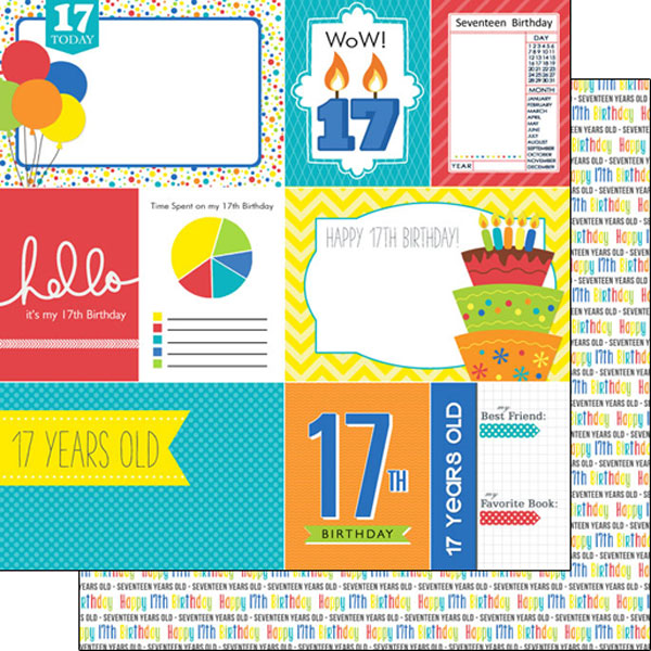 Scrapbook Customs 12x12 Paper -  17th Birthday Journal
