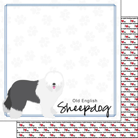 Scrapbook Customs 12x12 Paper - Old English SheepDog Breed