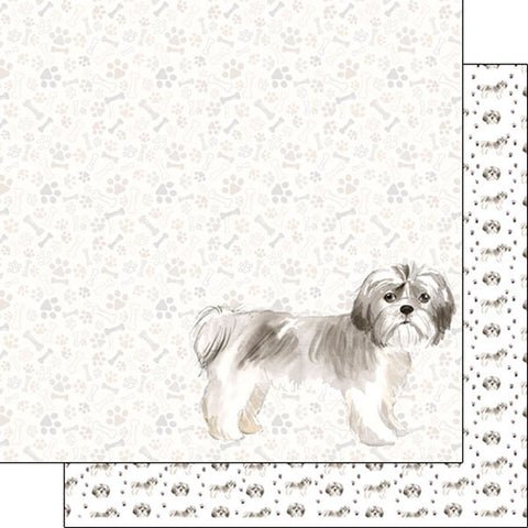 Scrapbook Customs 12x12 Paper - Shih Tzu watercoler