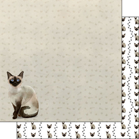 Scrapbook Customs 12x12 Paper - Siamese Watercolor