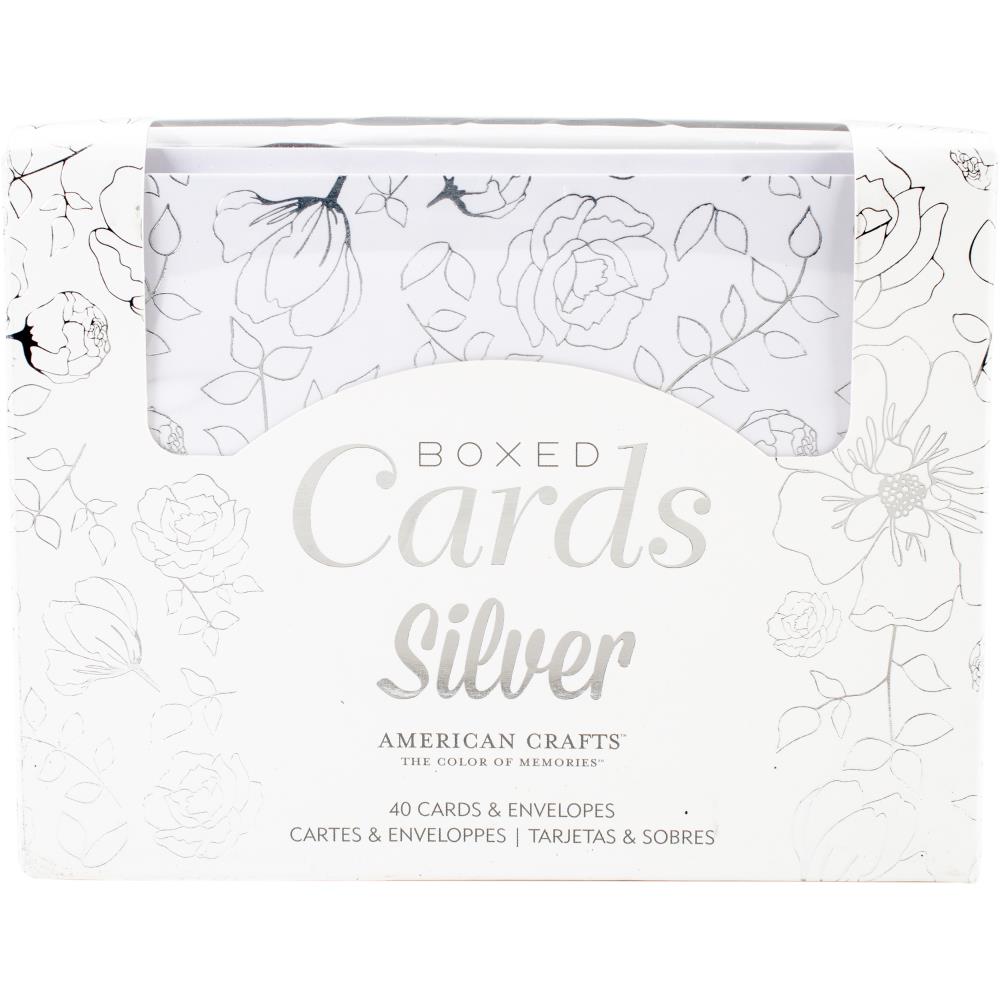 American Crafts A2 Cards W/Envelopes (4.375"X5.75") 40/Box - Silver