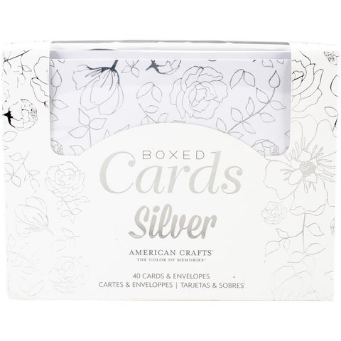 American Crafts A2 Cards W/Envelopes (4.375"X5.75") 40/Box - Silver