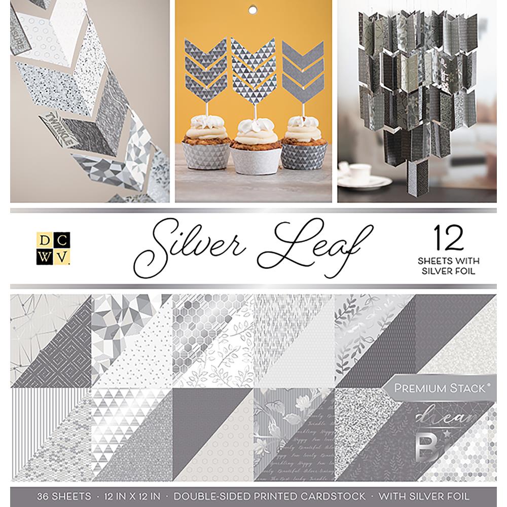 DCWV 12x12 Cardstock Stack -   Silver Leaf