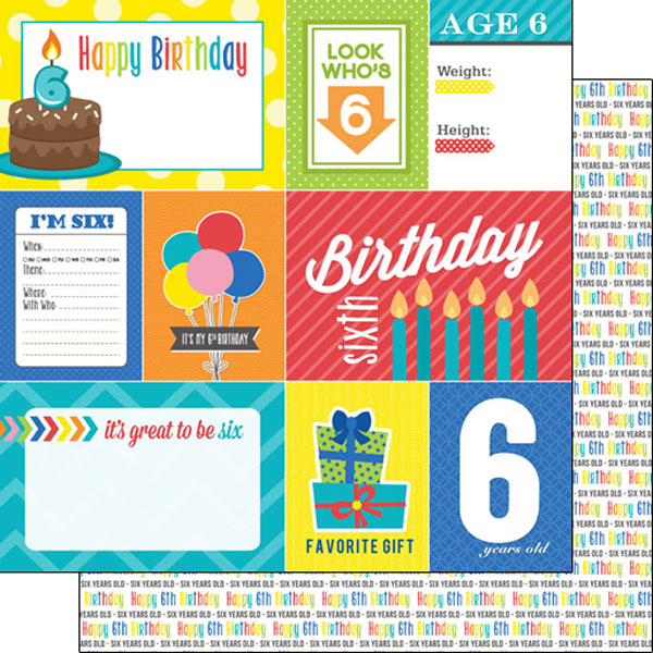 Scrapbook Customs 12x12 Paper -  6th Birthday Journal