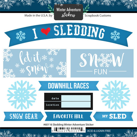 Scrapbook Customs Sticker - Sledding