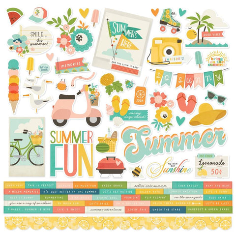 Simple Stories 12x12  Cardstock  Stickers  [Collection] - Summer Snapshots