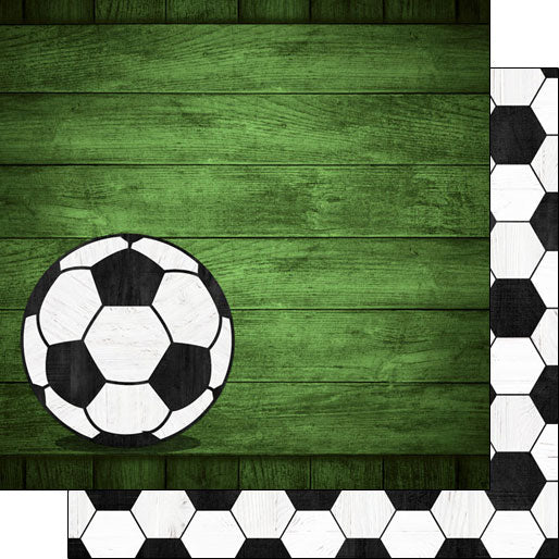 Scrapbook Customs 12x12 Paper -  Soccer Wood Colored Background