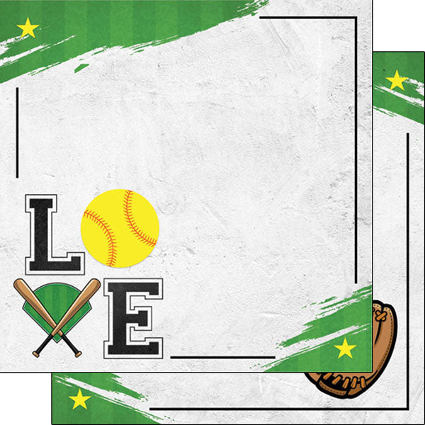 Scrapbook Customs 12x12 Paper -  Softball Love