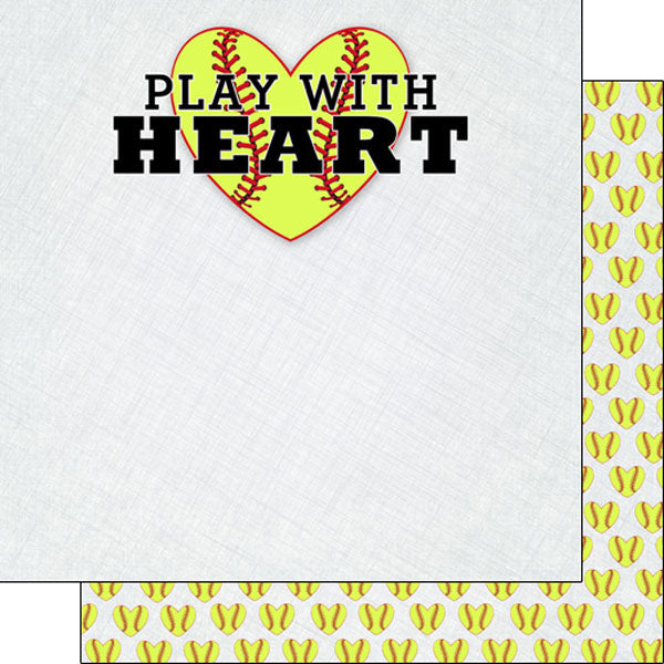 Scrapbook Customs 12x12 Paper -  Softball - Play With Heart