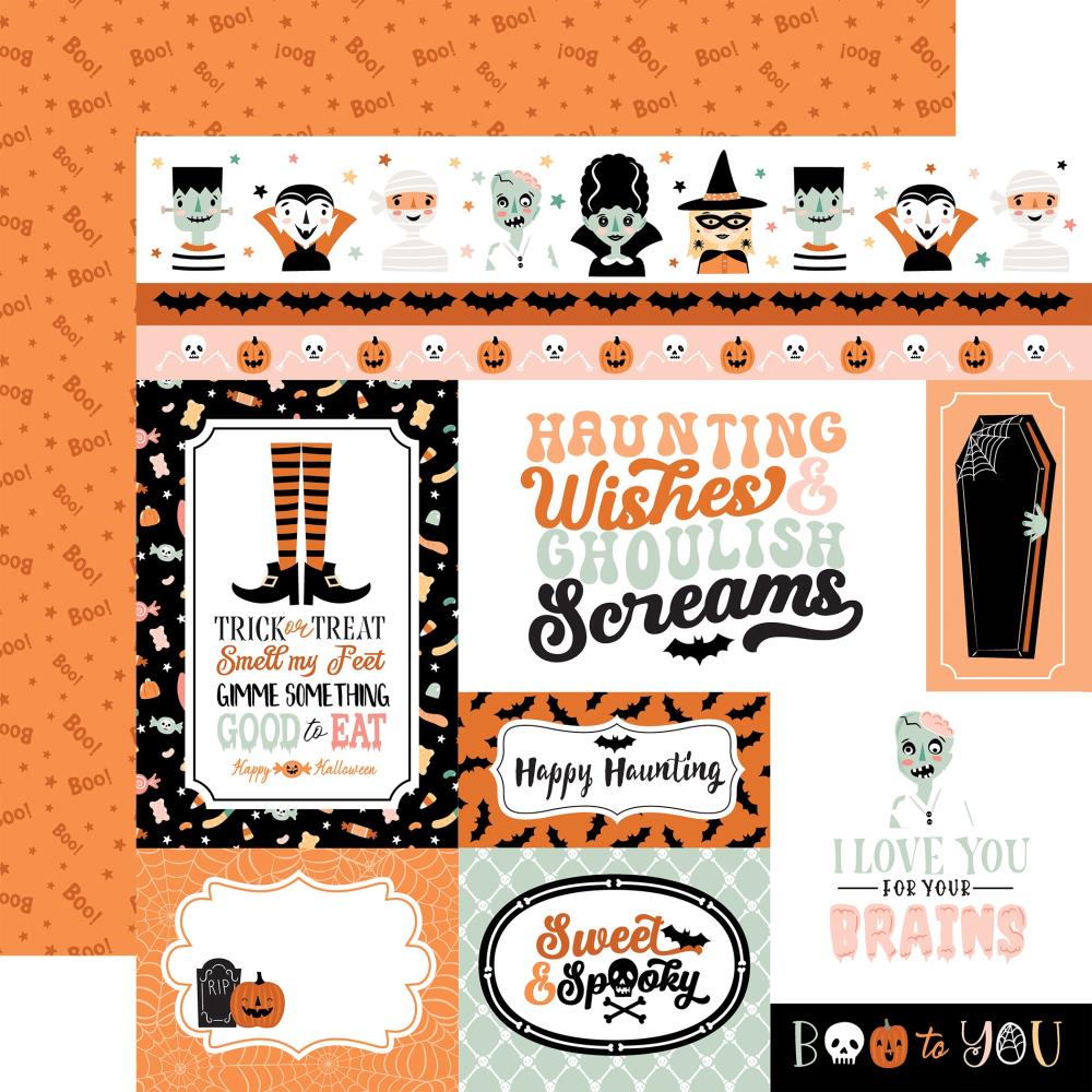 Echo Park 12x12 Paper - [Collection] - Spooktacular Halloween - Multi Journaling Cards