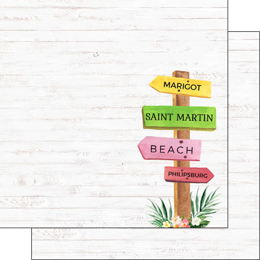 Scrapbook Customs 12x12 Paper -  St Martim Vacay Sign