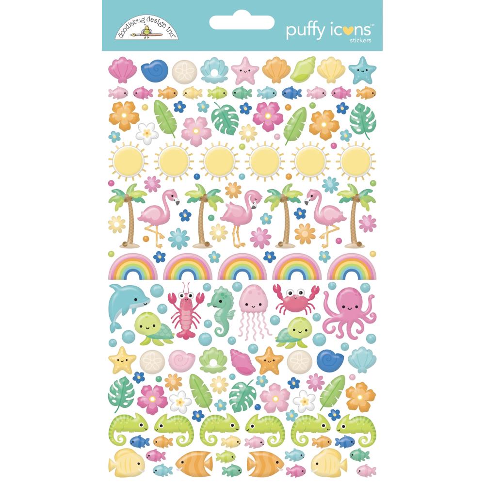 Doodlebug Design   Puffy Stickers - Summer Fun Icon Puffy
