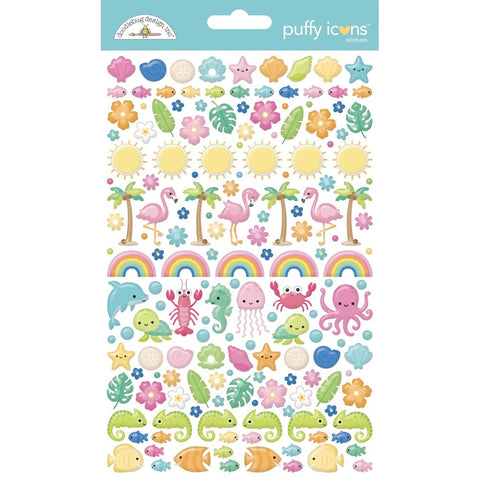 Doodlebug Design   Puffy Stickers - Summer Fun Icon Puffy