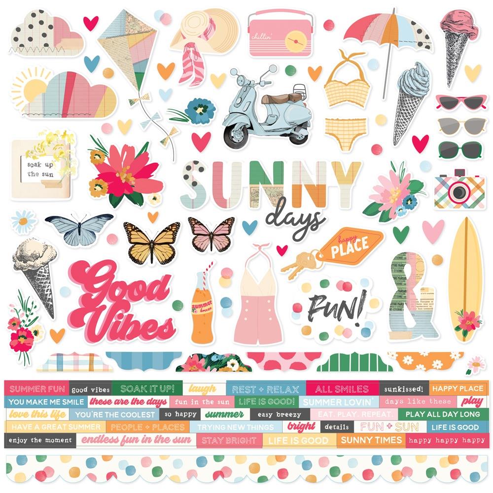 Simple Stories 12x12  Cardstock  Stickers  [Collection] - Sunny Days