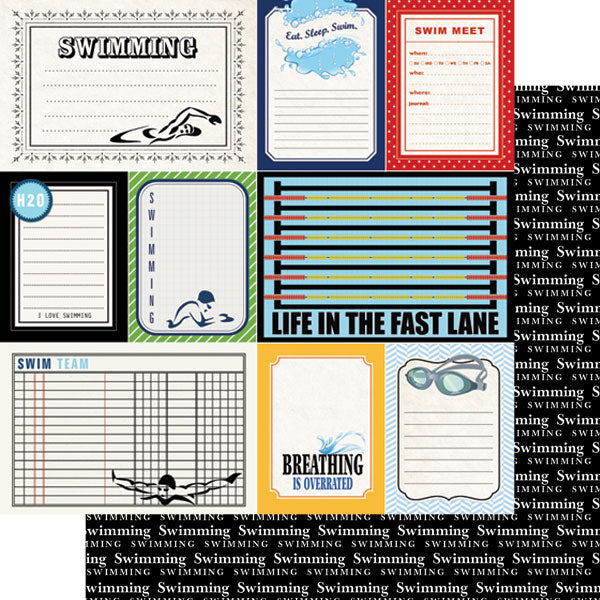 Scrapbook Customs 12x12 Paper -  Swimming Journal