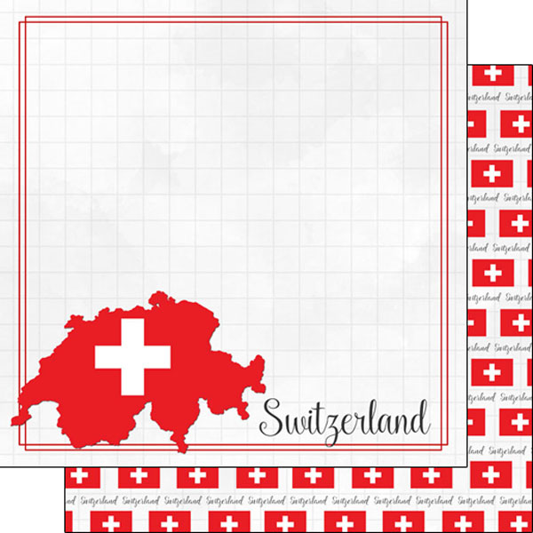 Scrapbook Customs 12x12 Paper - Switzerland Adventure Border