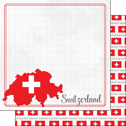 Scrapbook Customs 12x12 Paper - Switzerland Adventure Border