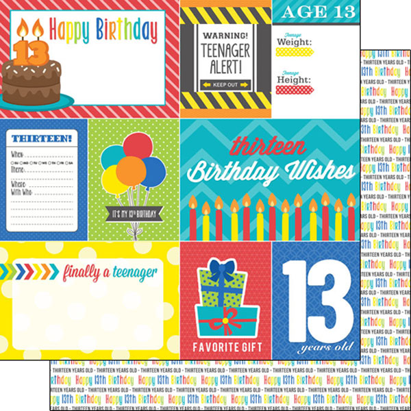 Scrapbook Customs 12x12 Paper -  13th Birthday Journal