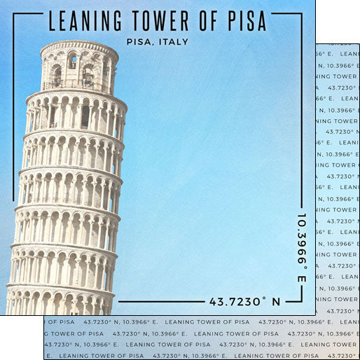 Scrapbook Customs 12x12 Paper - Italy  Tower Of Pisa