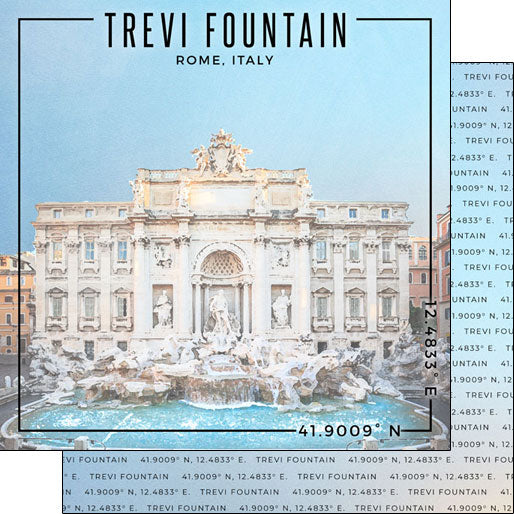 Scrapbook Customs 12x12 Paper - Italy  Trevi Fountain