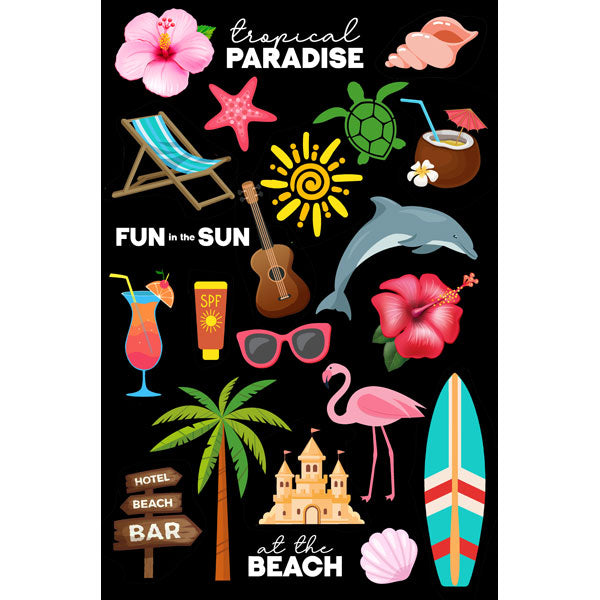 Scrapbook Customs Sticker - Tropical Floral Embellishments