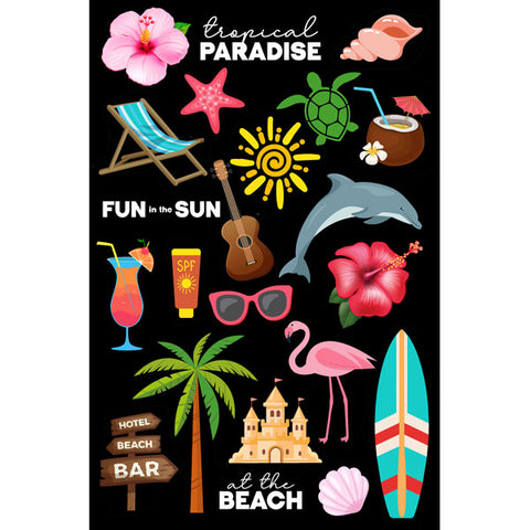 Scrapbook Customs Sticker - Tropical Floral Embellishments