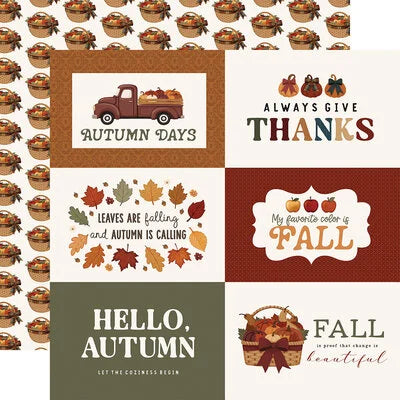 Carta Bella 12x12 Paper  [Collection] - Here Comes Autumn  - 6x4 Journaling Cards
