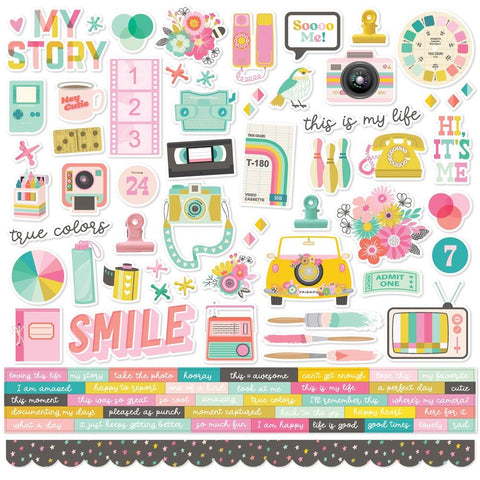 Simple Stories 12x12  Cardstock  Stickers  [Collection] - True Colors
