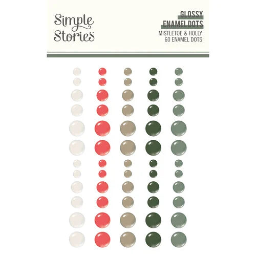 Simple Stories Glossy Enamel Dots - [Collection] - Mistletoe & Holly