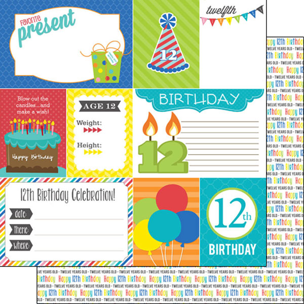 Scrapbook Customs 12x12 Paper -  12th Birthday Journal