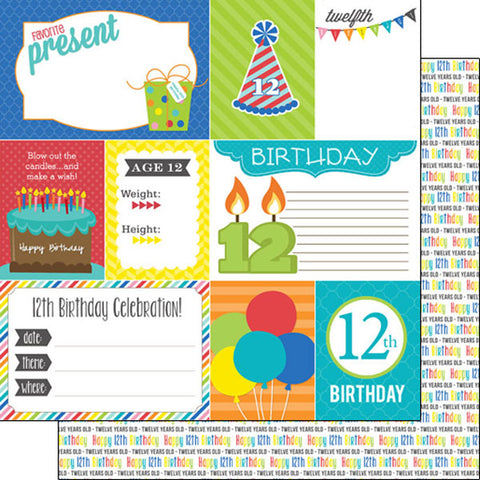 Scrapbook Customs 12x12 Paper -  12th Birthday Journal