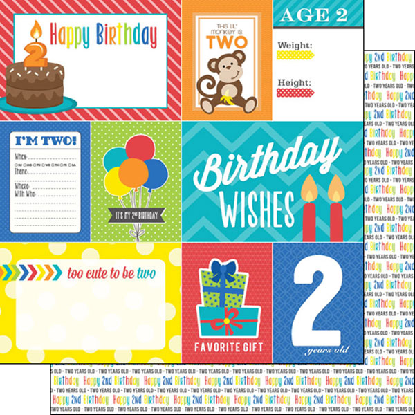Scrapbook Customs 12x12 Paper -  2nd Birthday Journal (