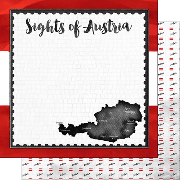 Scrapbook Customs 12x12 Paper - Austria Flag Sights